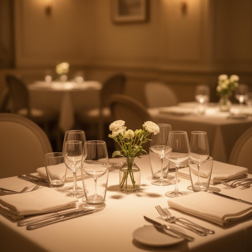Elegant gedekte restauranttafel met kaarslicht